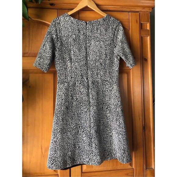 Banana Republic Short Sleeve A-Line Dress Herringbone Print Sz 10 - Picture 8 of 13